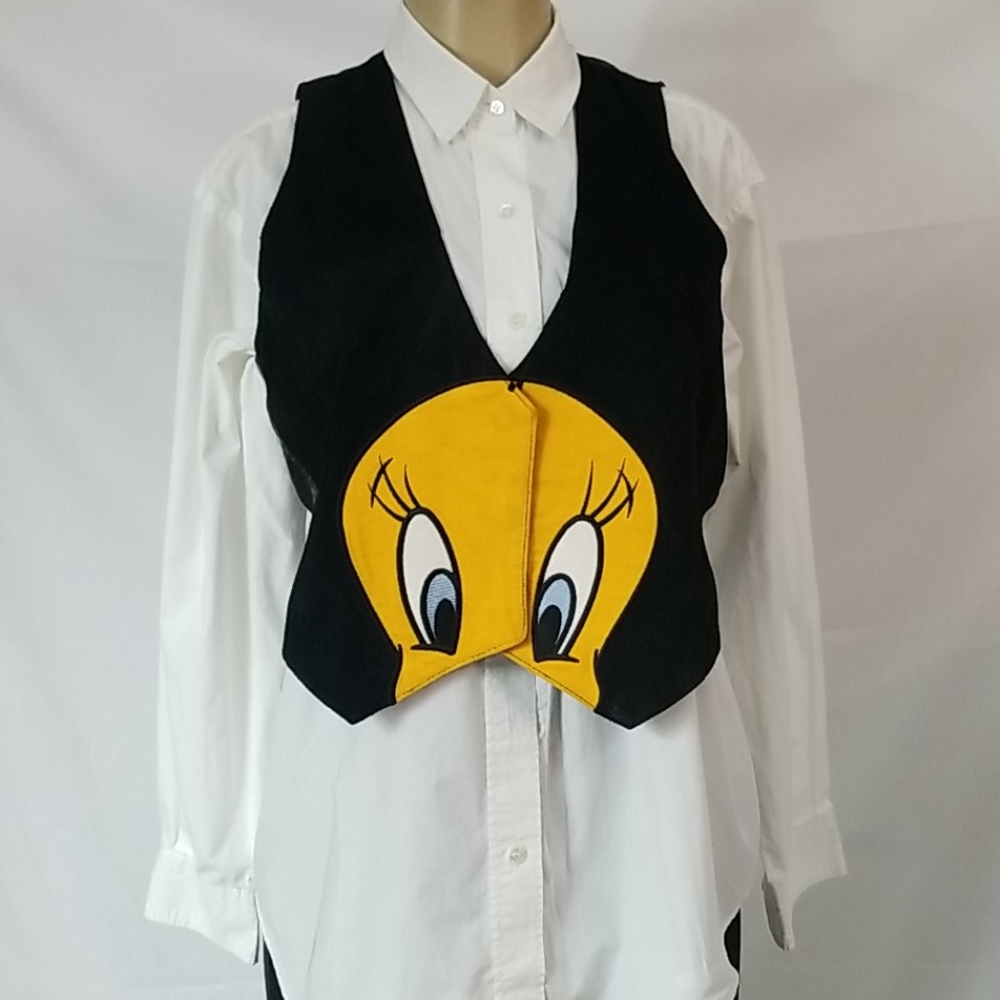 VINTAGE LOONEY TUNES LEATHER VEST WITH TWEETY
